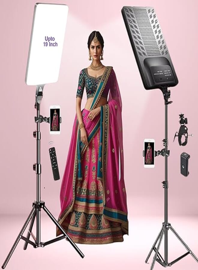 أدزوي Adzoy rl-19 Led Photography bi-colors Panel Light Kit With Adjustable Tripod Phone Cla